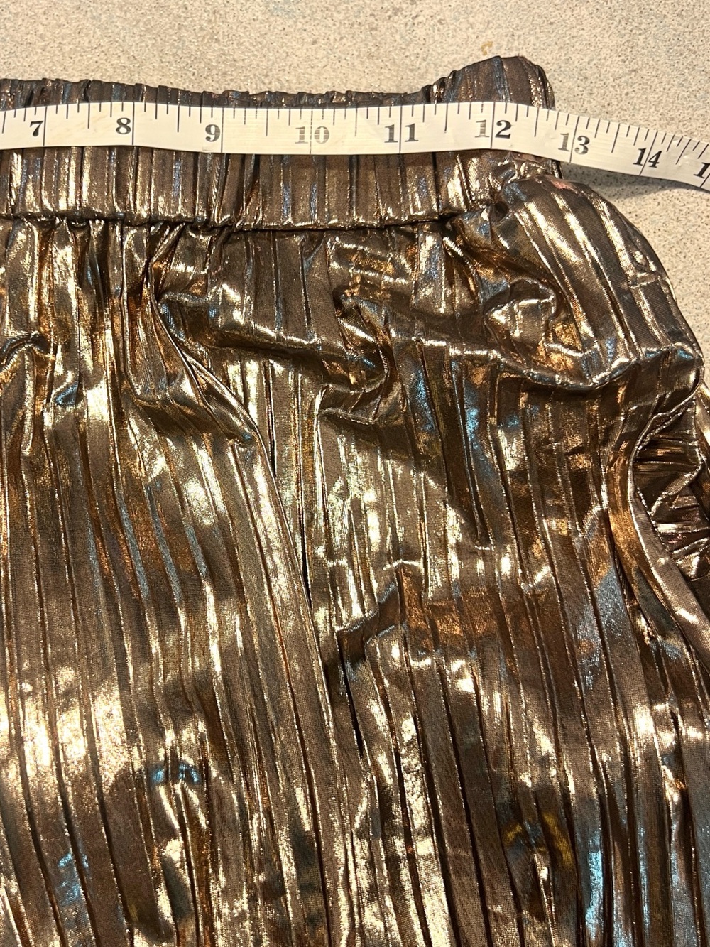 By Together, Metallic Pleated Wide Leg Palazzo Pants True Gold Cocktail,Size S - Picture 6 of 8